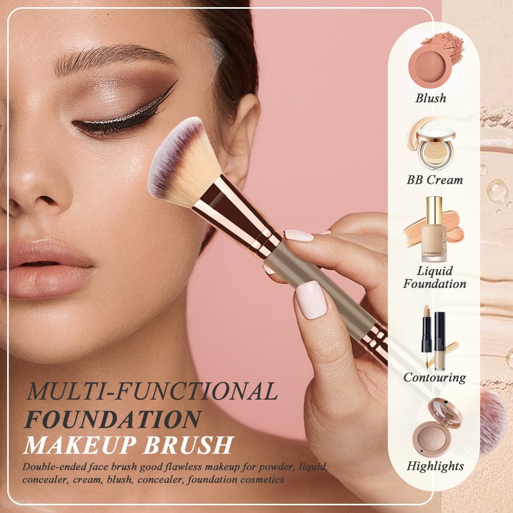 AIVEKE Foundation Makeup Brush - Double Ended Makeup Brushes for Blending Liquid Powder, Concealer Cream Cosmetics, Blush Brush image number 4