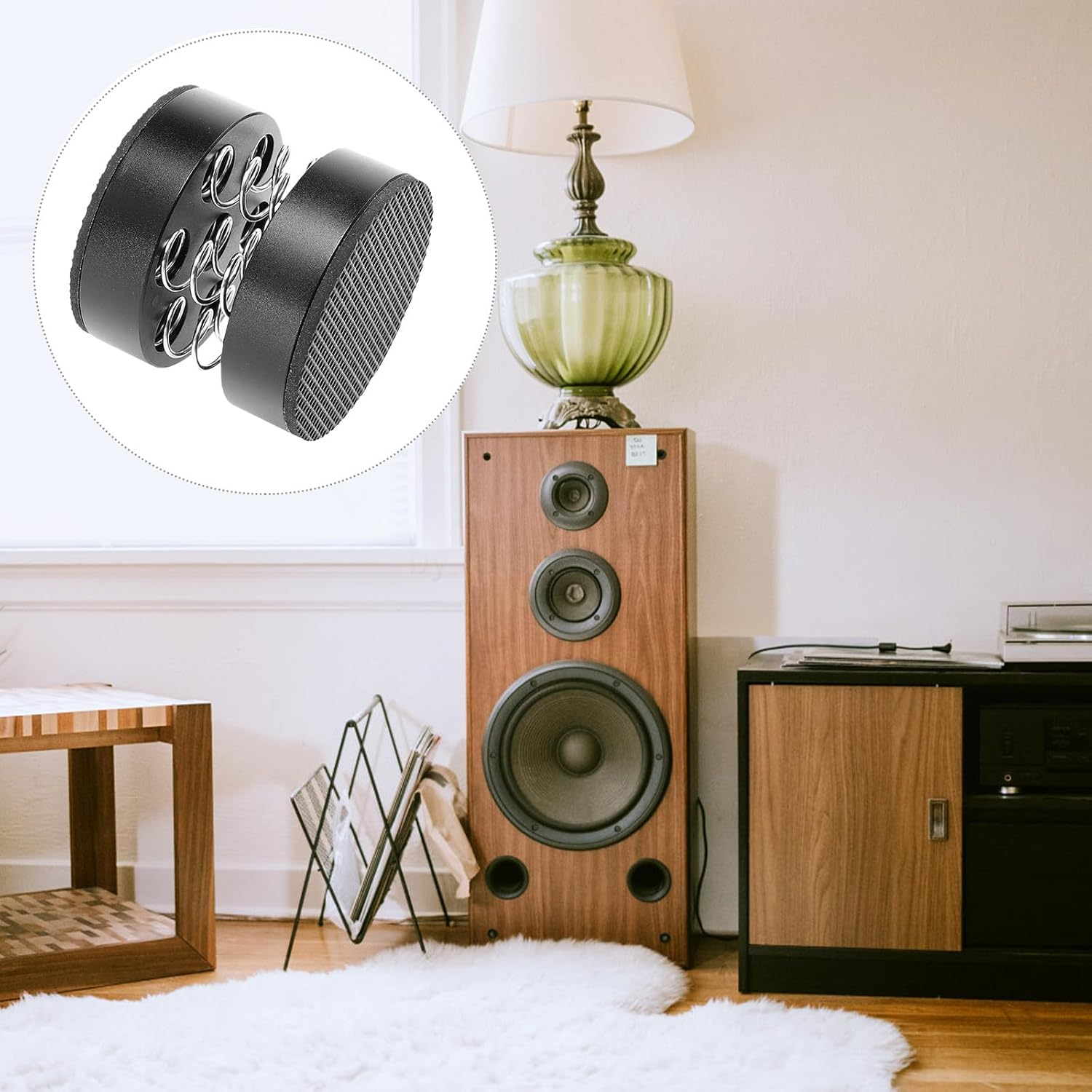 Ipetboom anti Vibration Amplifier Feet Pads, Black Aluminum Alloy Spring Shock Absorber Cushions 40X44Mm, Audio Equipment anti Vibration Feet Cushions for Hifi Speakers and Home Appliances