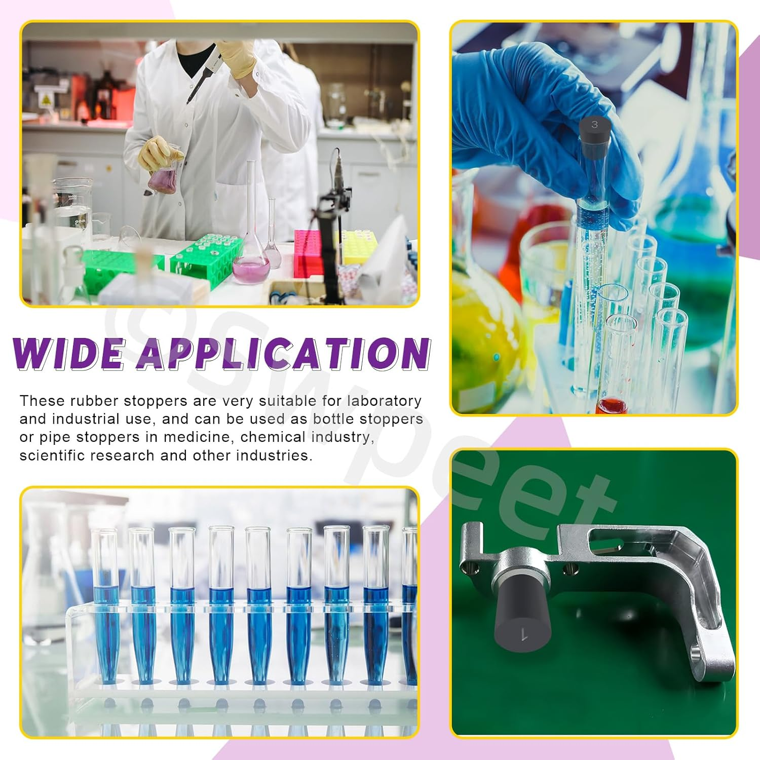 Swpeet 32Pcs 13 Assorted Sizes Black Solid Rubber Stopper, Black Tapered Lab Seal Rubber Stoppers, Black Lab Plug, Tapered Lab Bungs - Black image number 2