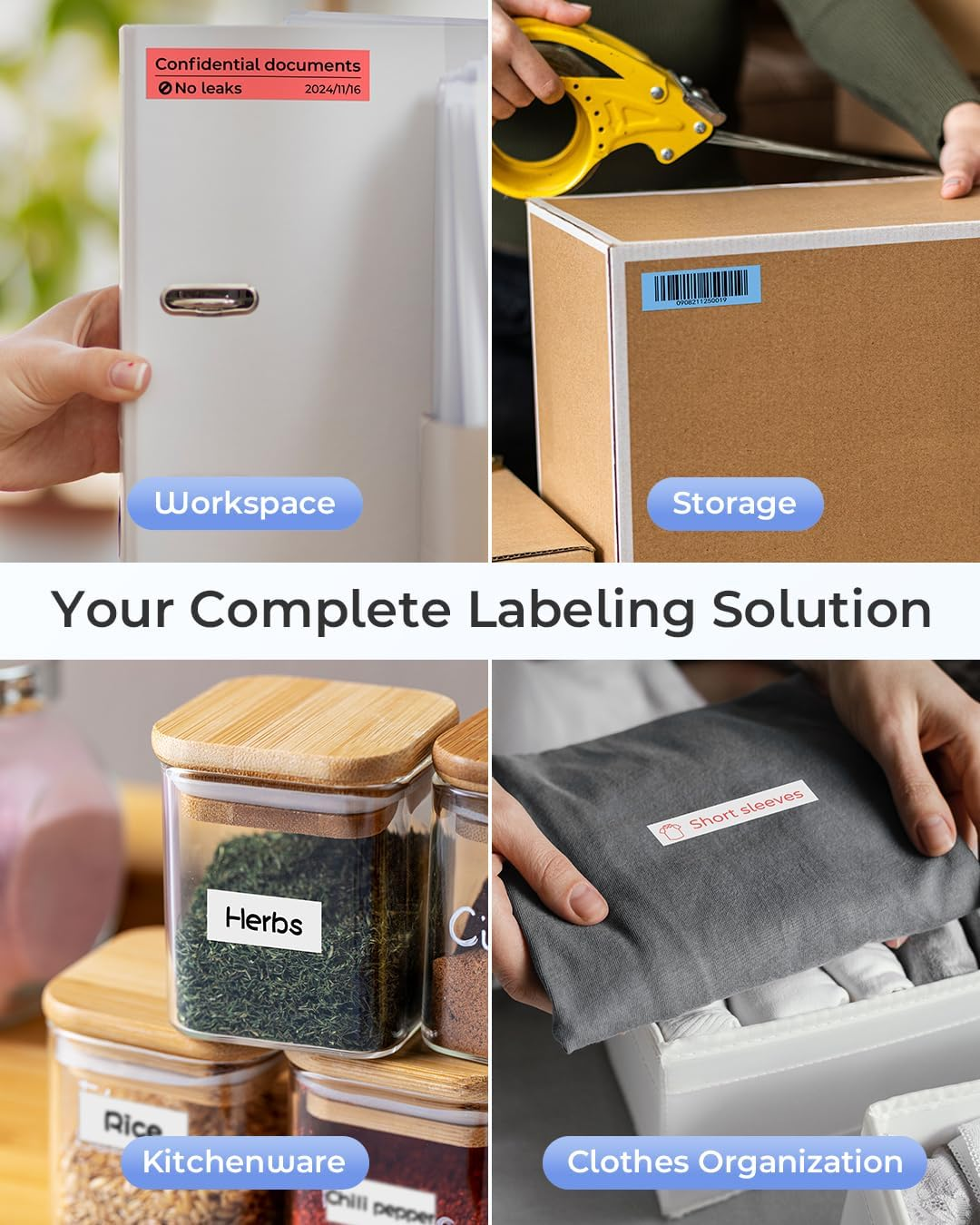 Phomemo Label Maker Machine with Tape-Label Maker with QWERTY Keyboard,Bluetooth Labeler Label Printer Machine with Backlit Screen, Multiple Symbols Borders Fonts for Home School Office Organization image number 3