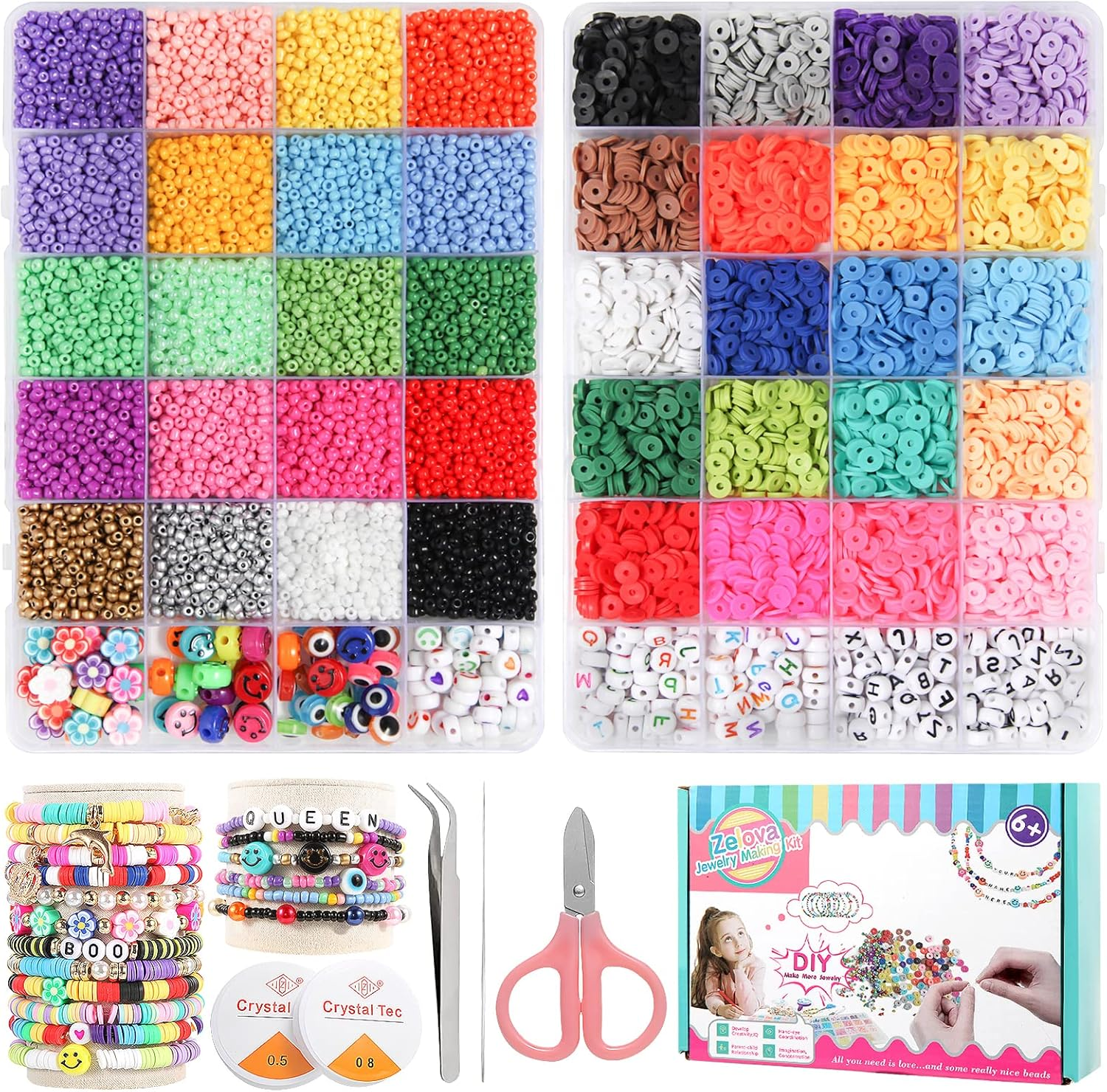 14600PCS Bracelet Making Kit for Girls and Adults, Beads for Kids Jewelry Making Bracelet Making Kit as Girls Birthday Gift Age 6-8 Years Old DIY Art Craft Kit for Girls Toy Gifts image number 4