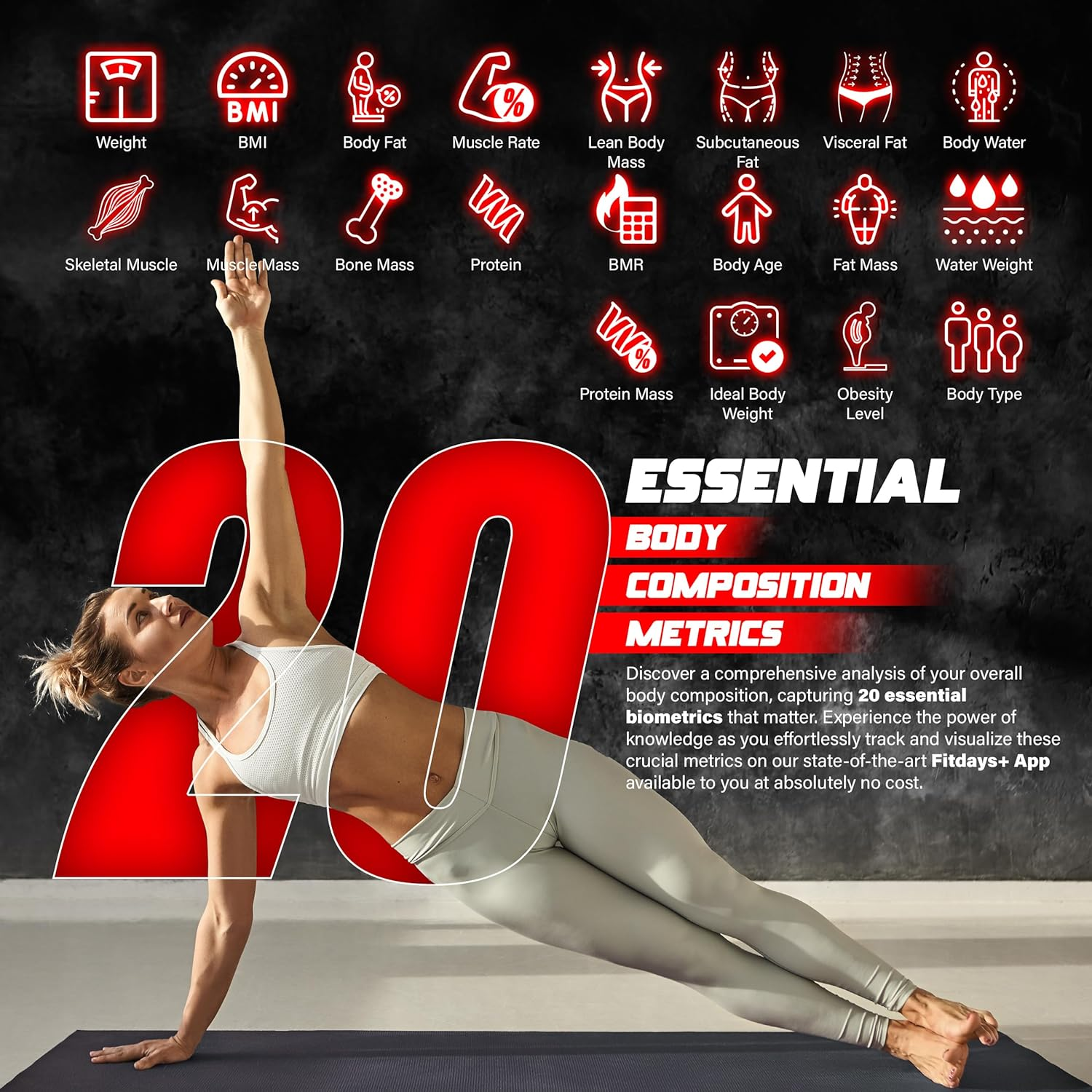 Smart Digital Body Scale &ndash; Detects 20 Body Composition Metrics Including Weight, BMI, Body Fat, and Much More &ndash; Connects to Smartphone App &ndash; Supports 8 Users &ndash; Digital Family Scale image number 2