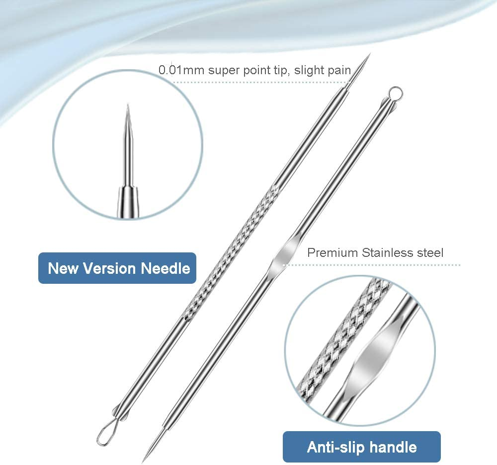 [Upgraded] 8PCS Blackhead Remover, Pimple Tool Kit, Acne Tools, Comedone Extractor, Blemish Whitehead Removal, Professional Curved Tweezers Kits, Premium Stainless Steel image number 2