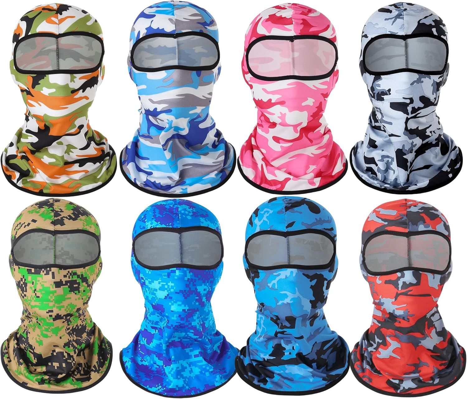 YBVABE 8Pack Ski Mask Cover Full Face Mask Summer Face Covering Ice Silk UV Protection Balaclava Women Men Outdoor Sports image number 1