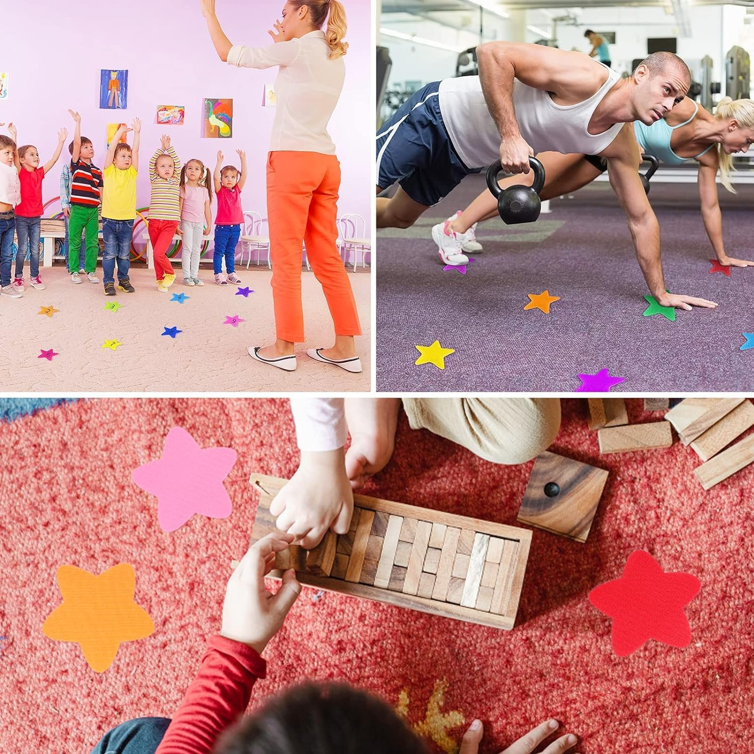Stars Floor Spot Dots Carpet Spots Carpet Markers,48Pcs Sports Spot Mark Colorful Five-Pointed Star Sticker Color Floor Mark Floor Mark Gym Carpet Mark Sticker,Colorful Floor Spots Star Carpet Markers image number 5
