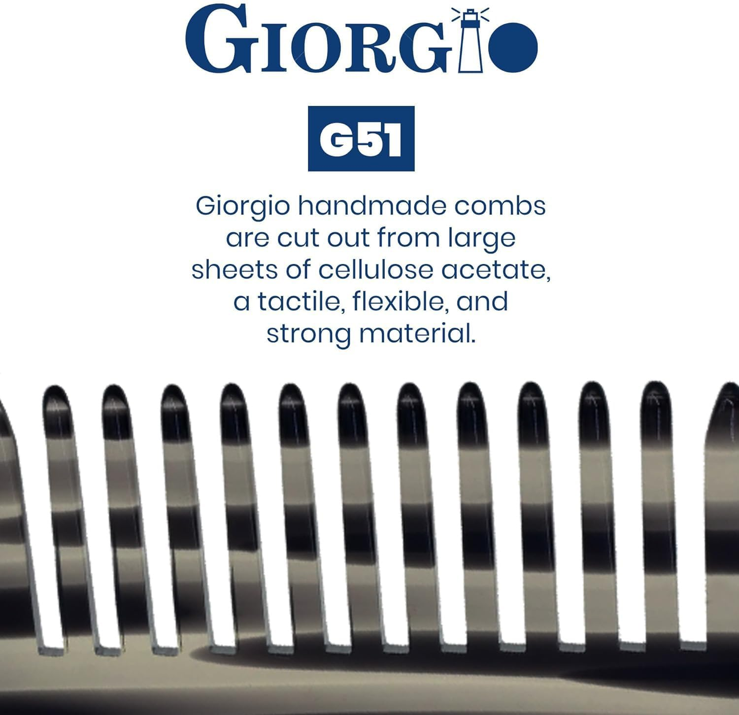 Giorgio G51 Graphite Small Travel Purse Detangling Comb - Wide Teeth Pocket Comb for Thick, Curly and Wavy Hair, Wet or Dry Use, Handmade of Cellulose, Saw-Cut, Hand Polished image number 3