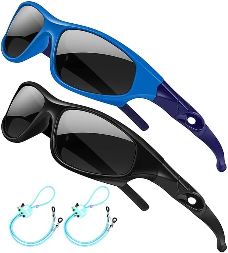 Flexible Kids Sunglasses Polarized Sports Sun Glasses Girls Boys Cycling Shades with Straps UV400 Protection Eyewear for Age 3-10