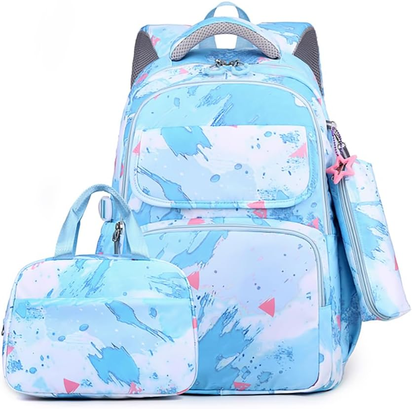 MATMO Girls School Backpack Set with Lunch Bag and Pencil Case Student Bookbag Daypack (Backpack Set 15)