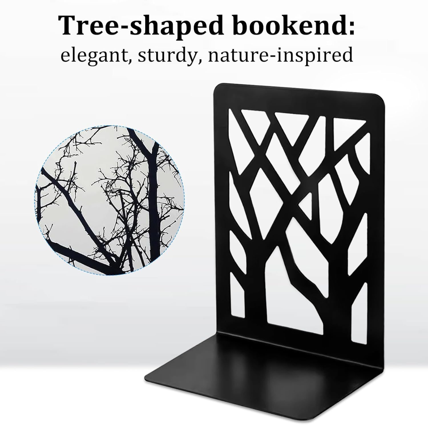 DARUITE Metal Book Ends for Shelves, Book Ends Decorative, Book Ends for Childrens, Bookends for School Office, Non Skid Heavy Duty Book Holder, Black 2 Pairs 120 X 90 X 165 Mm image number 1