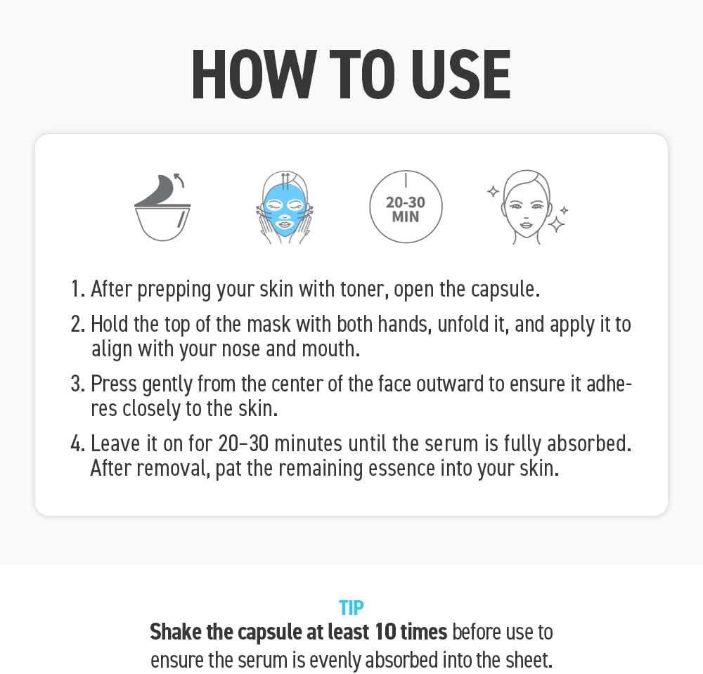 Korean Face Mask for Deep Hydration, Quick Soothing Effect, Skin Barrier, Vegan Capsule Mask for Sensitive Skin(4 Masks) image number 2