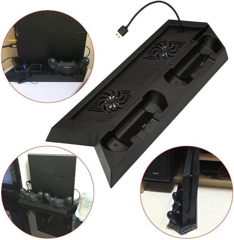 3 in 1 Playstation 4 PS4 & Slim Controller Console Vertical Charger Stand Dock with Cooling Fan and USB Hub image number 3