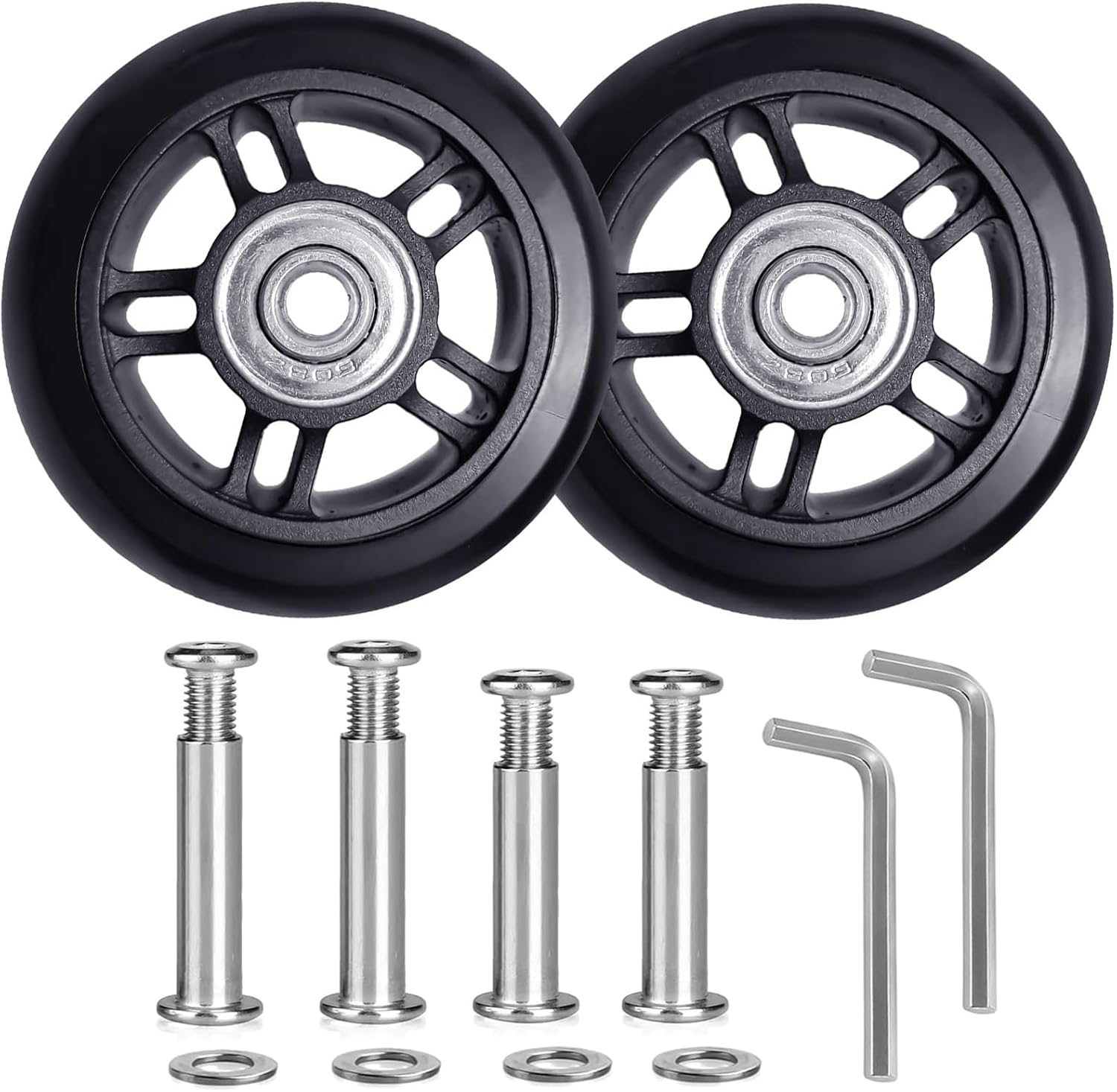 Tobeso-Nuoze Luggage Replacement Wheels 2 3/4 Inch Wear-Resistant Suitcase Replacement Wheels Rubber Swivel Caster Wheels Repair Kits 2 Wheels (70Mm*22Mm) image number 3