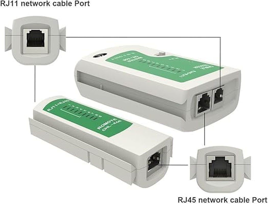 RJ45 RJ11 Cat5 Cat6 LAN Cable Tester Handheld Network Cable Tester Wire Telephone Line Tool for LAN RJ45 Cat7 Utp/Shielded Cable and RJ11 RJ12 (Deep Green) - Light Green image number 5