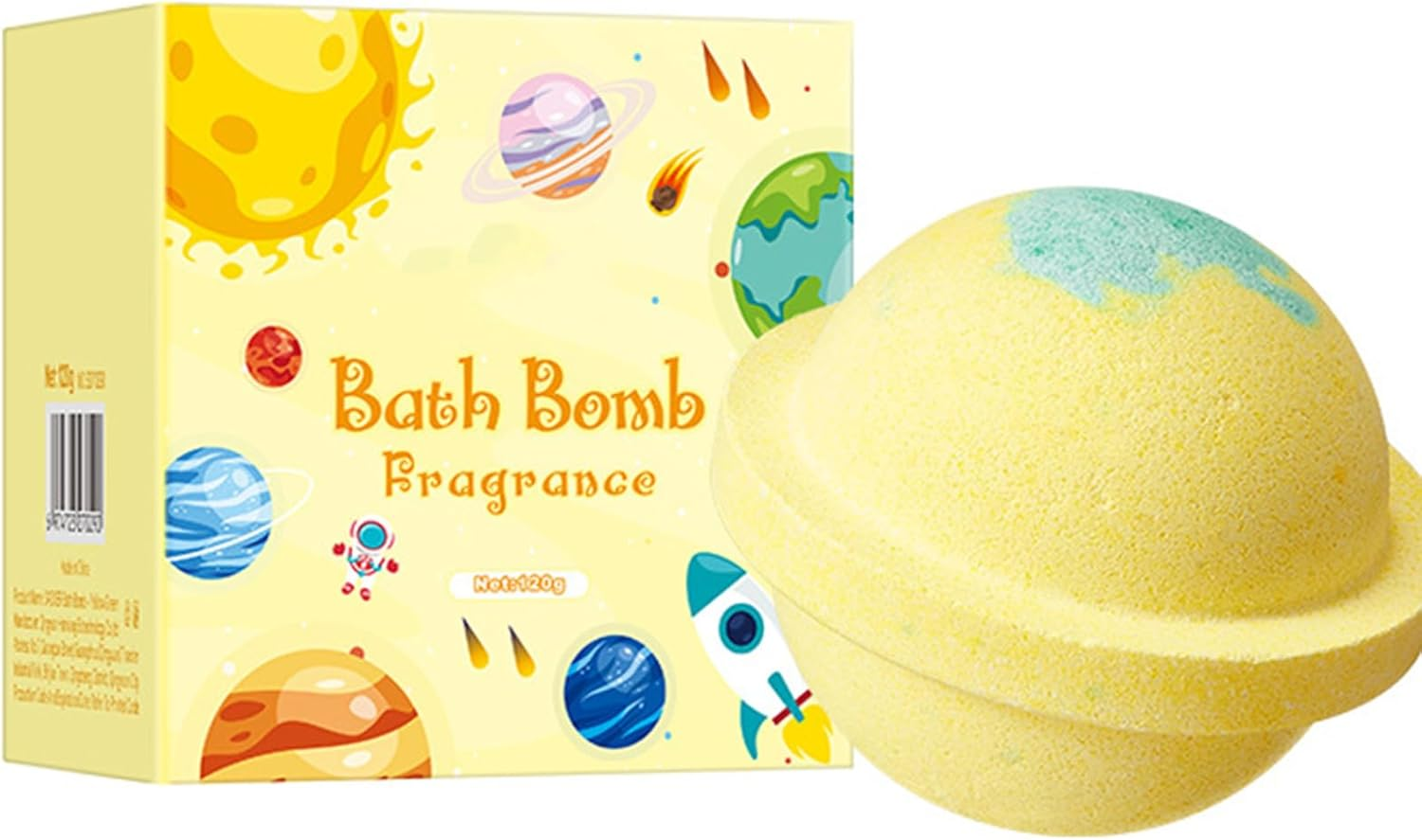 Lejafay Galaxy Planet Shaped Bath Bombs Moisturizing with Essential Oil Fragrances for Blue Yellow One Size - Green Yellow image number 3