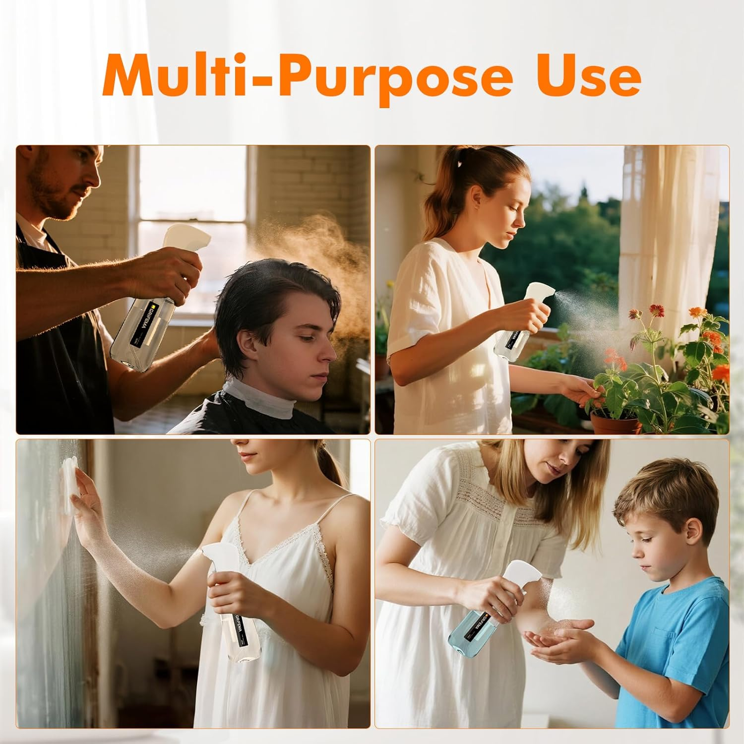 GRIFEMA White Water Sprayer 200 Ml - Refillable Spray Bottle Made of Bpa-Free Plastic with Fine Spray - for Hair, Plants, Cleaning - Ergonomic and Leak-Proof Design, GE2003W-200 - White image number 6