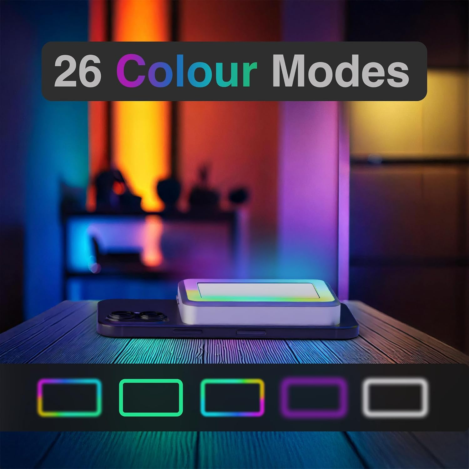 Laser Chargecore Selfie Light Mag-Safe Battery Pack, 5000Mah Wireless Magnetic Power Bank, 27 Colour LED, 15W Portable Charger with USB C Cable Charging - Compatible with Iphone 16/15/14/13/12 Series image number 4