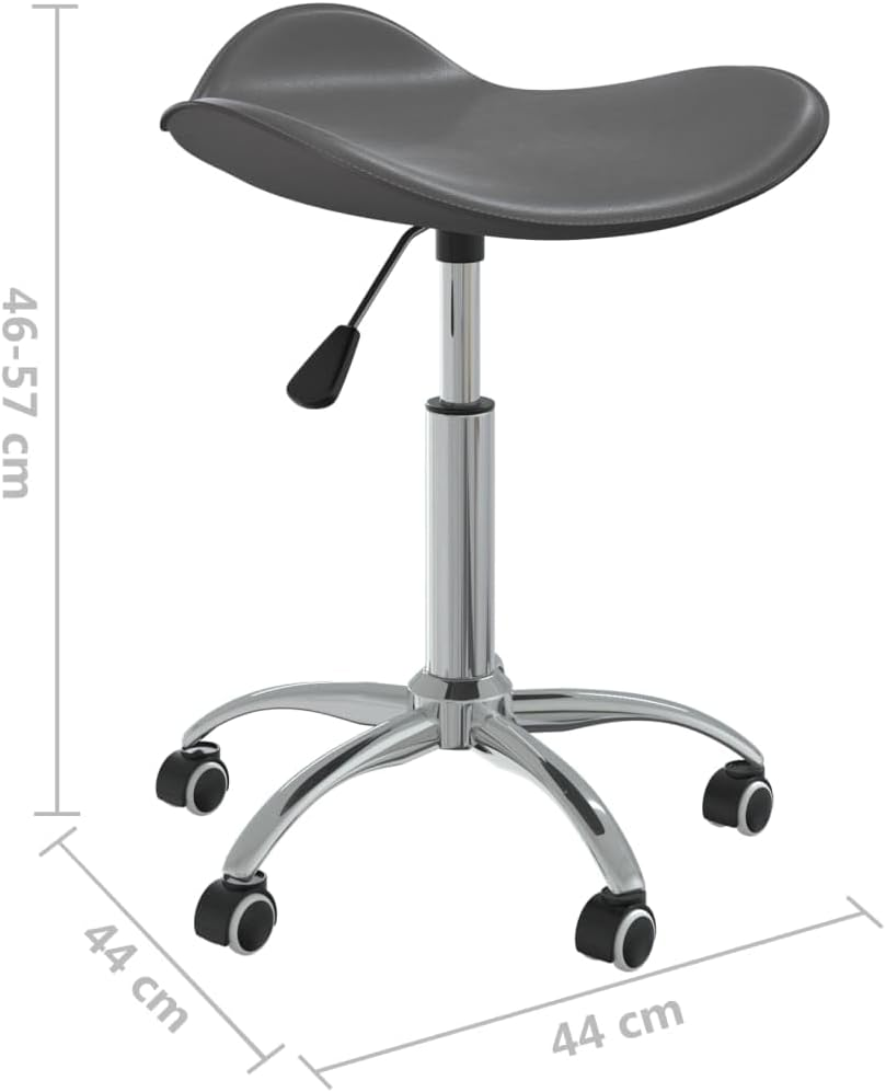 Vidaxl Adjustable Swivel Dining Chair Bar Stool/Kitchen Seat - Grey Faux Leather - Chromed Steel Frame W/Gas Lift & 360-Degree Swivel image number 4