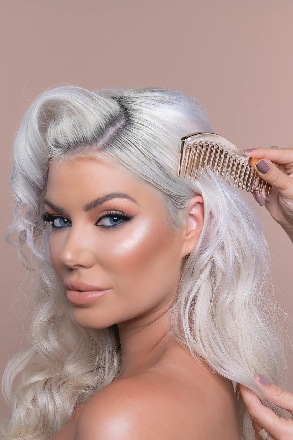 Silk Oil of Morocco Silk Detangling and Styling Comb, Gold - Rose Gold image number 1