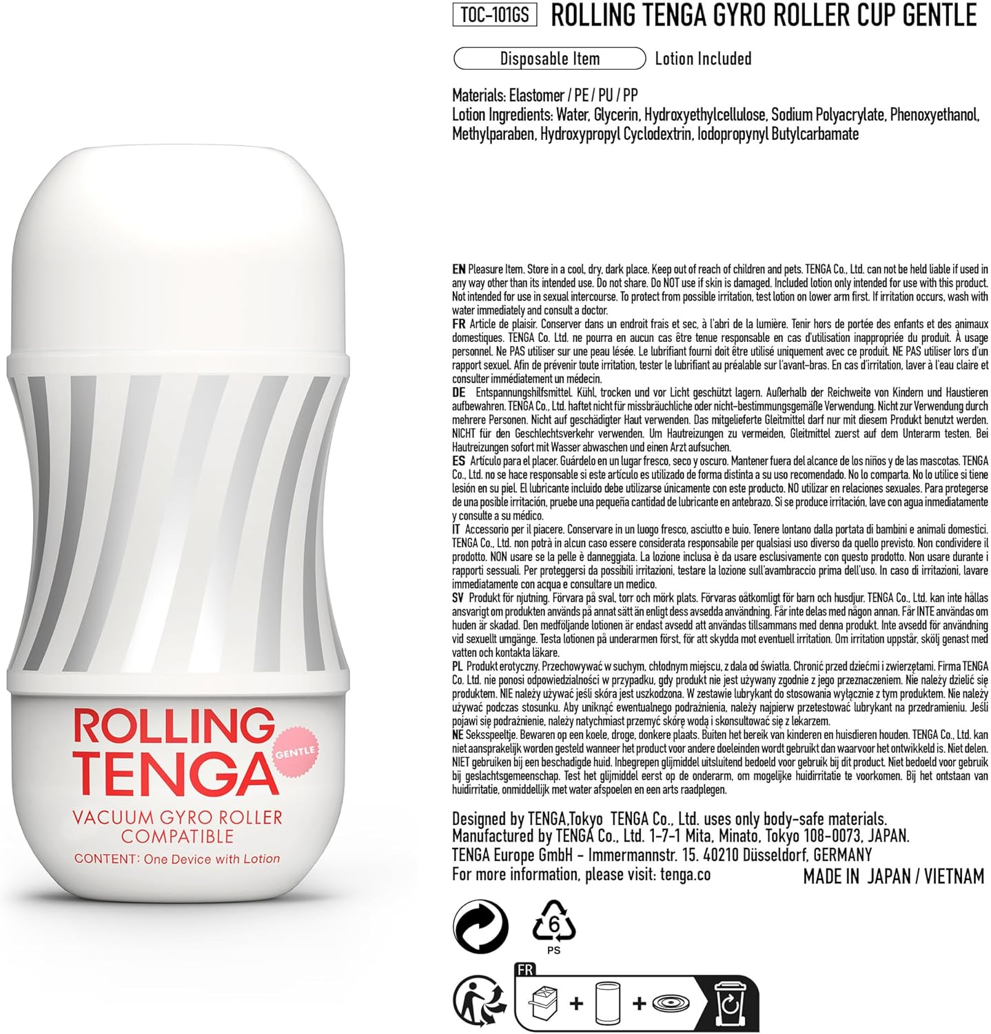 Tenga Rolling Gyro Roller Gentle Cup Soft Male Masturbator, White image number 5