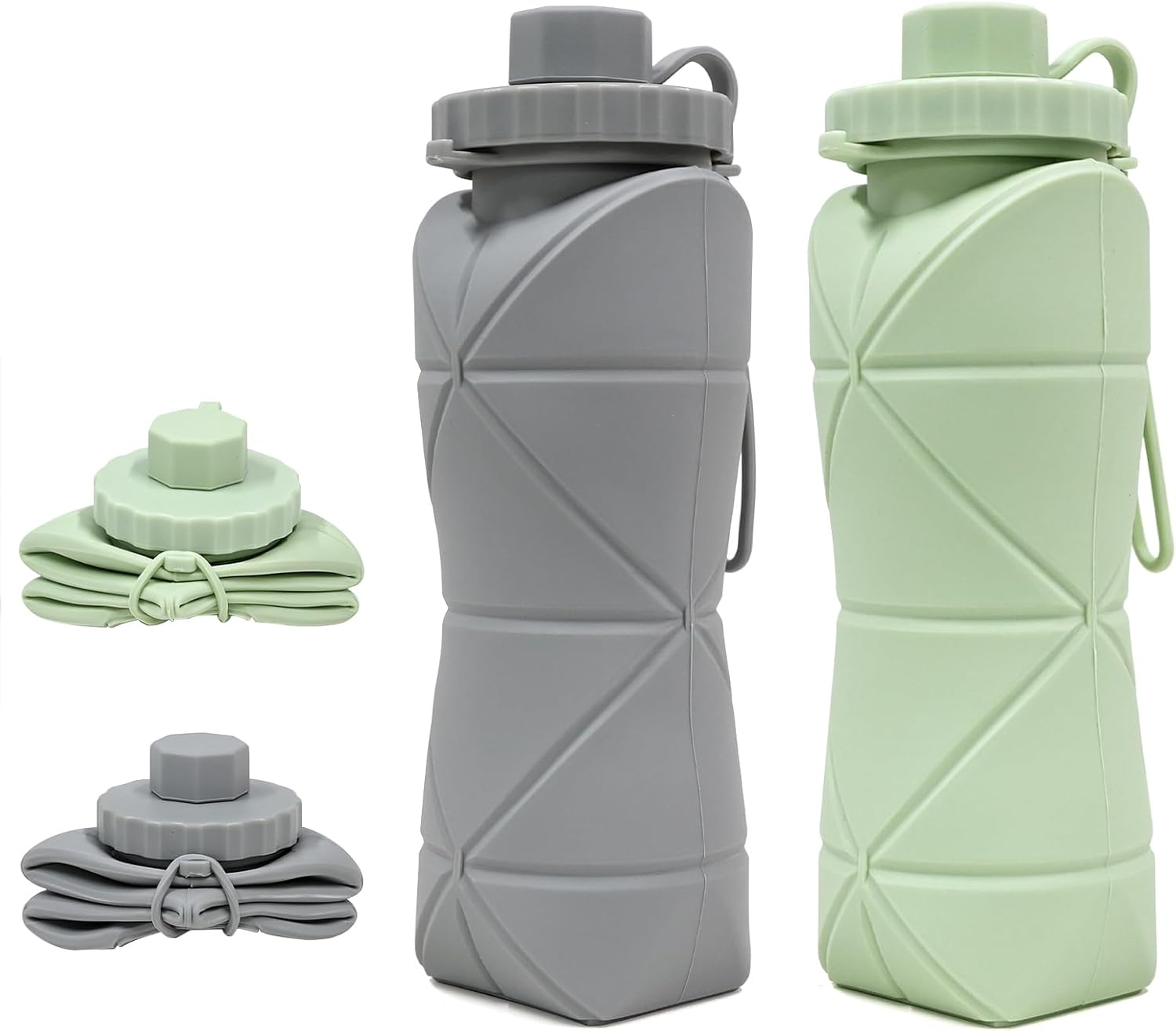 2Pcs Collapsible Water Bottles Silicone Foldable Water Bottle Sports Water Bottles Leakproof Valve Reusable Silicone Foldable Travel Water Bottle Cup for Gym Camping Hiking Travel Sports Lightweight image number 4