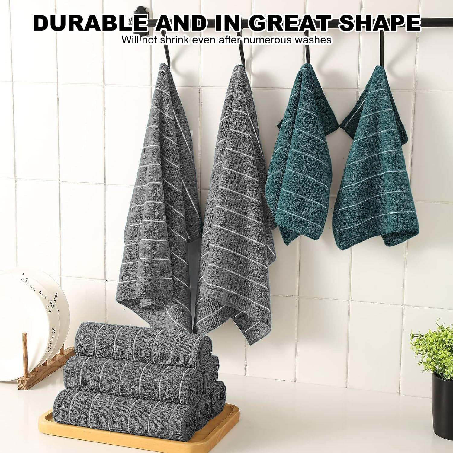 SHUNMAN Microfiber Cleaning Cloth,8 Pack 26 X 18 Inch All-Purpose Microfiber Towels, Ultra Premium Microfibre Kitchen Dish Tea Towel,Soft, Super Absorbent and Lint Free image number 5