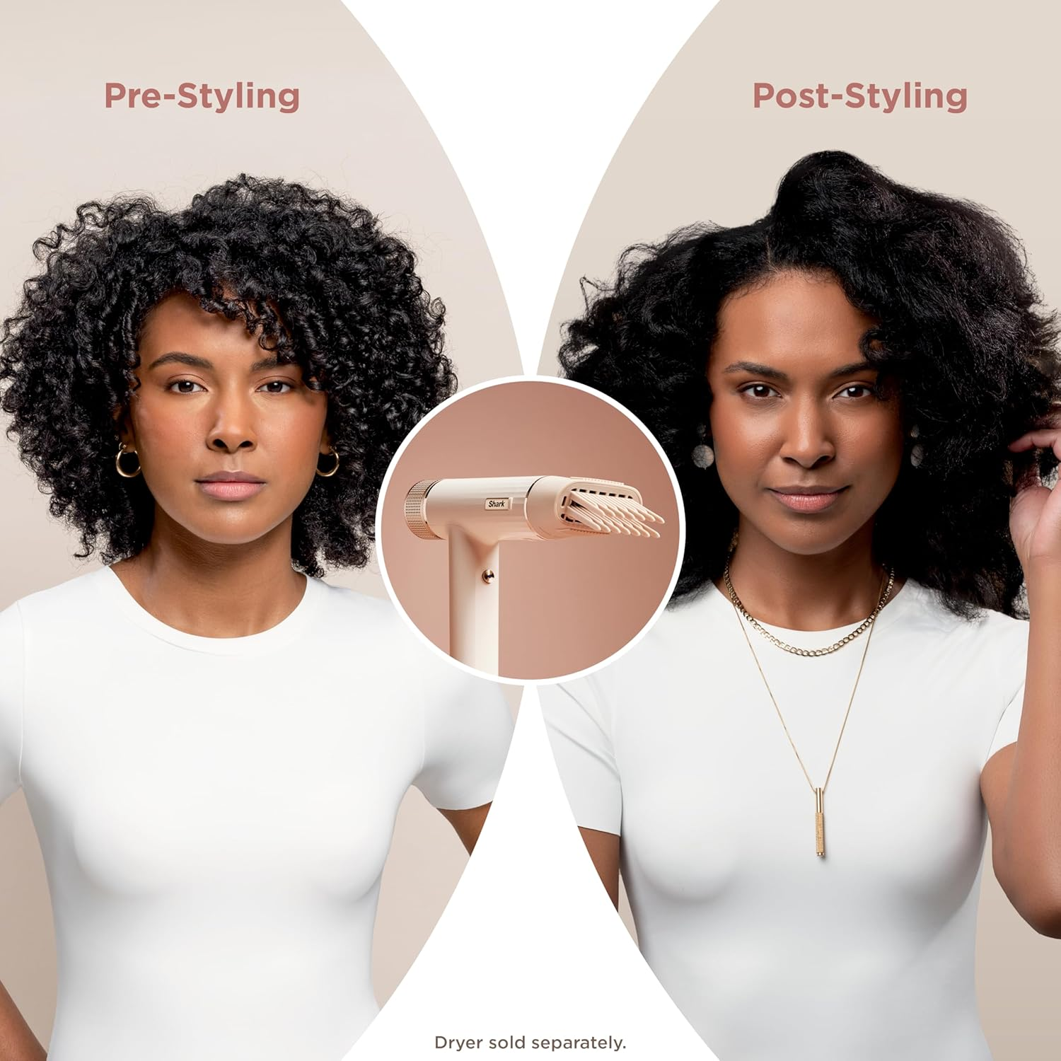 Shark XSKHD3WTCA Speedstyle Lift & Stretch Wide-Tooth Comb, Blow Dryer Comb Attachment for Shark Speedstyle, Styling Tool, for Curly & Coily Hair, Stone image number 4