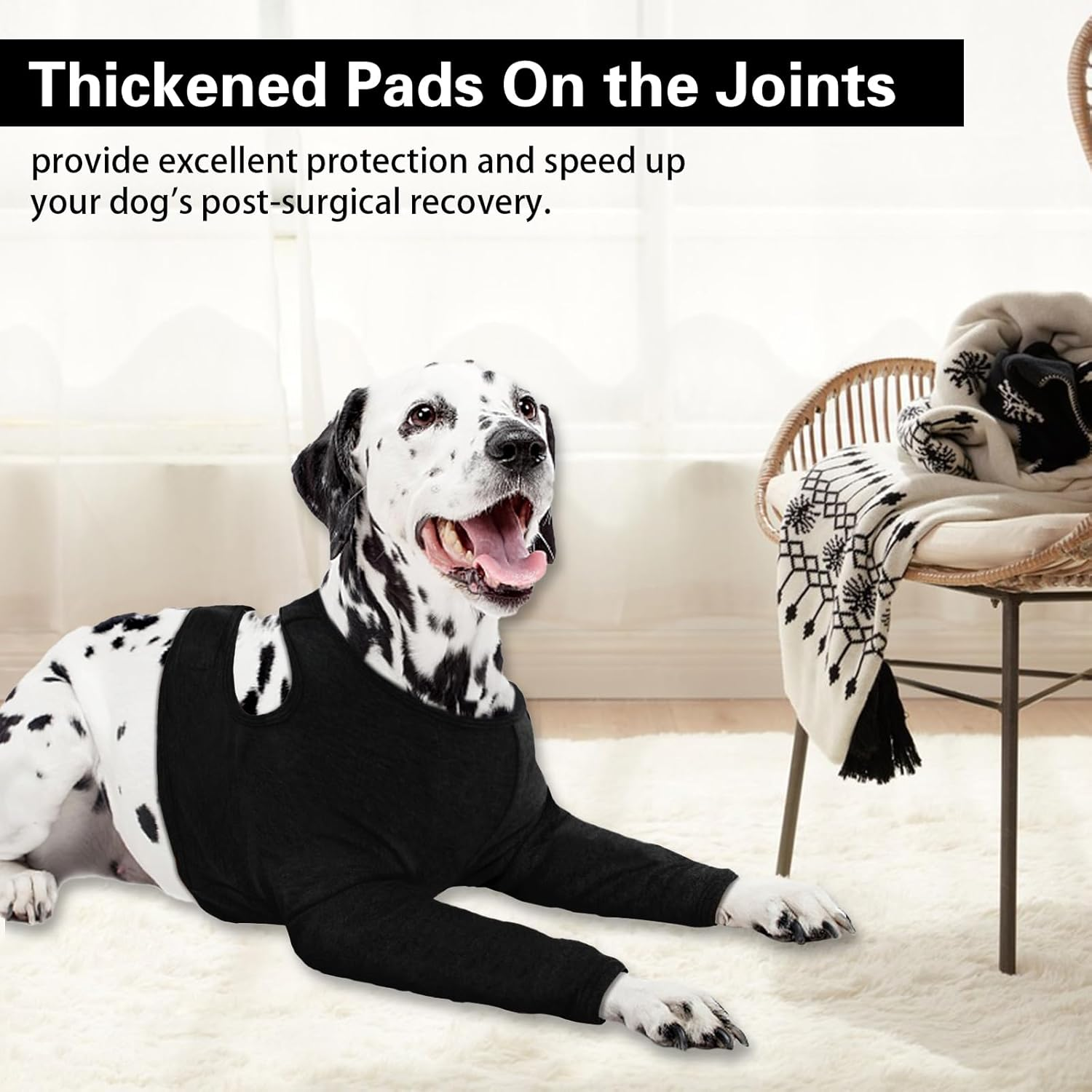 Yoolhamy Dog Leg Recovery Sleeve, Dog Front Leg Elbow Protector, Dog Recovery Suit after Surgical Wound Protector to Prevent Licking Bite Cone Collars Alternative (Black, 2XL) image number 3