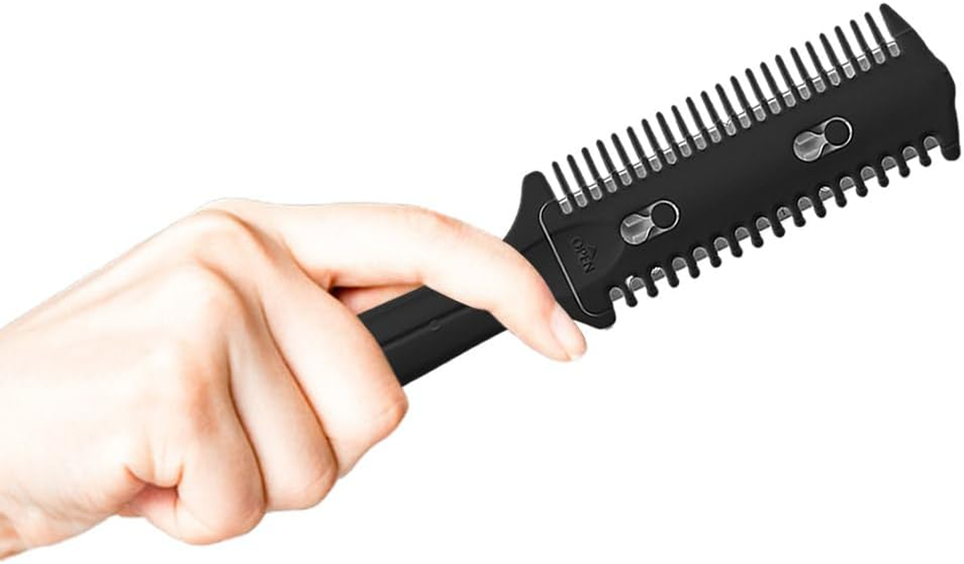 Soft 'N Style 3 Pack Double-Sided Hair Trimmer Comb - Split Ends Razor Styler for Thin and Thick Hair Cutting and Styling (Green, Black, Blue) image number 6