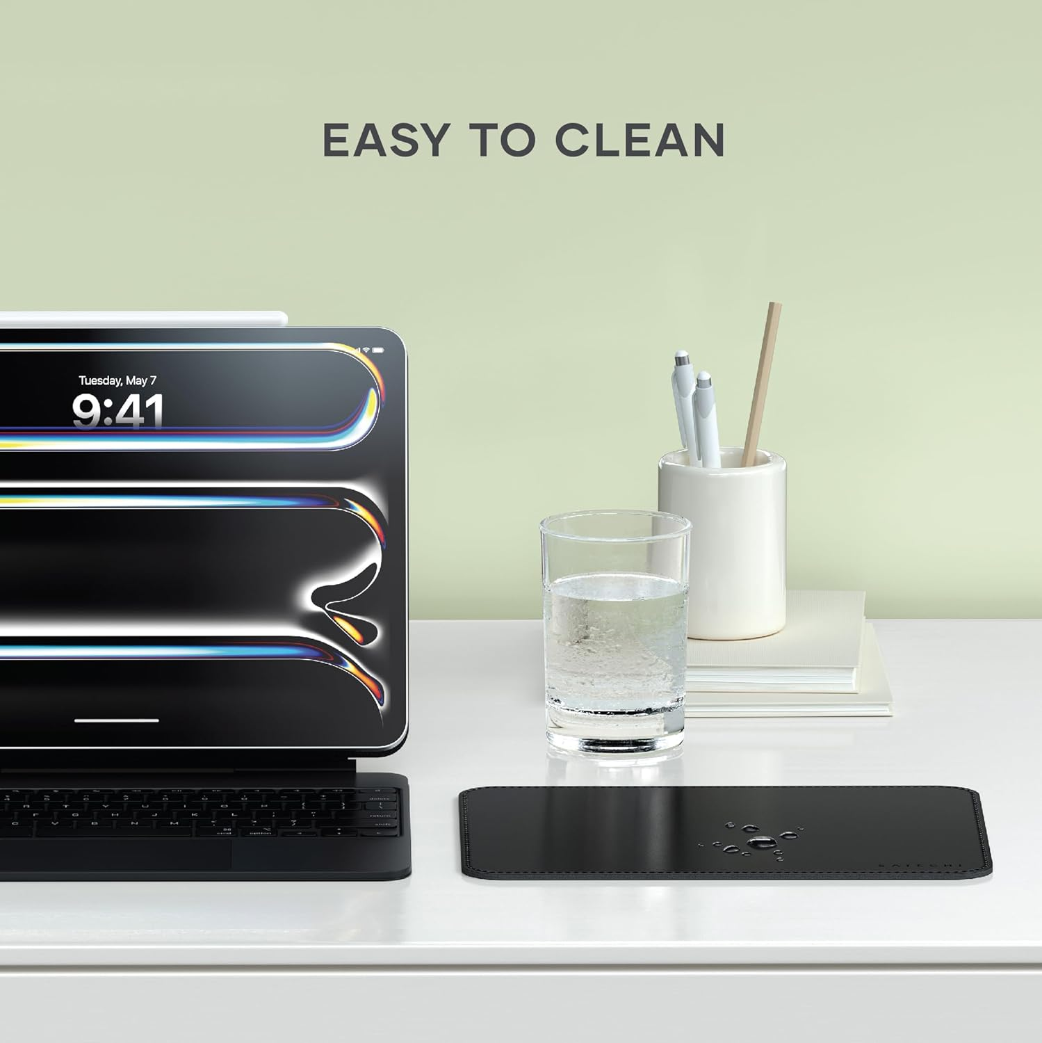 Satechi Vegan-Leather Mouse Pad - Ergonomic Mouse Pad, Reversible, Scratch and Water Resistant, Easy to Clean - Desk Mouse Pad for Office and Home, 24.9 Cm X 19.05 Cm X 0.36 Cm &ndash; Black - Blue image number 6