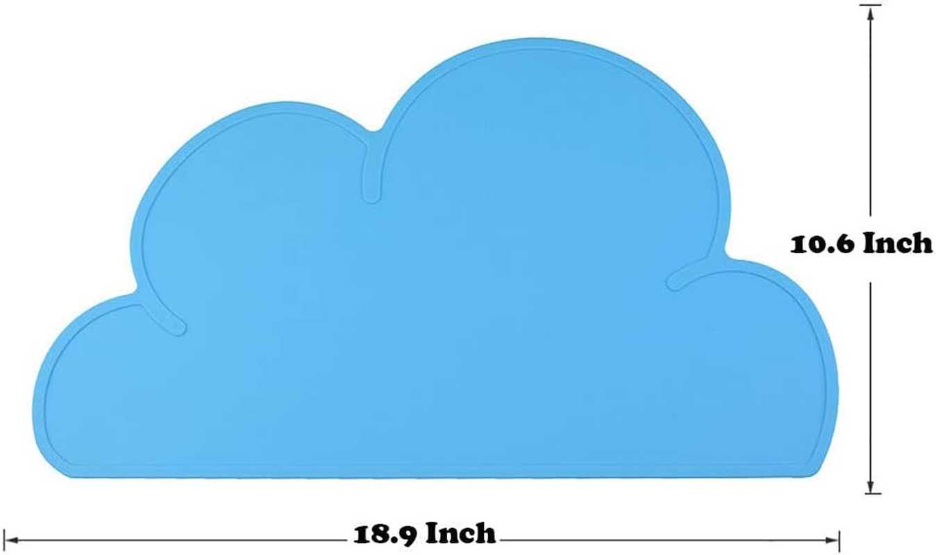 Love Dream Silicone Pet Feeding Food Mat with Raised Edge, Anti-Slip Waterproof Pet Bowl Mat Placemat for Dog and Cat (Sky Blue) - Blue image number 2