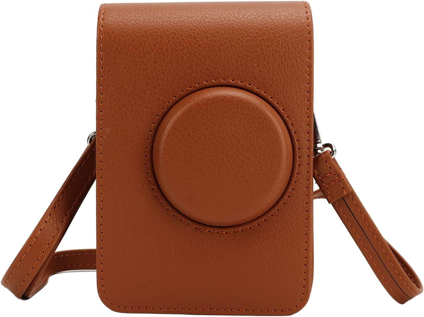 For Mini EVO Case, Retro PU Leather Camera Bag Case Cover Camera Carrying Bag with Adjustable Strap, Protective Camera Case for Mini EVO (Brown)