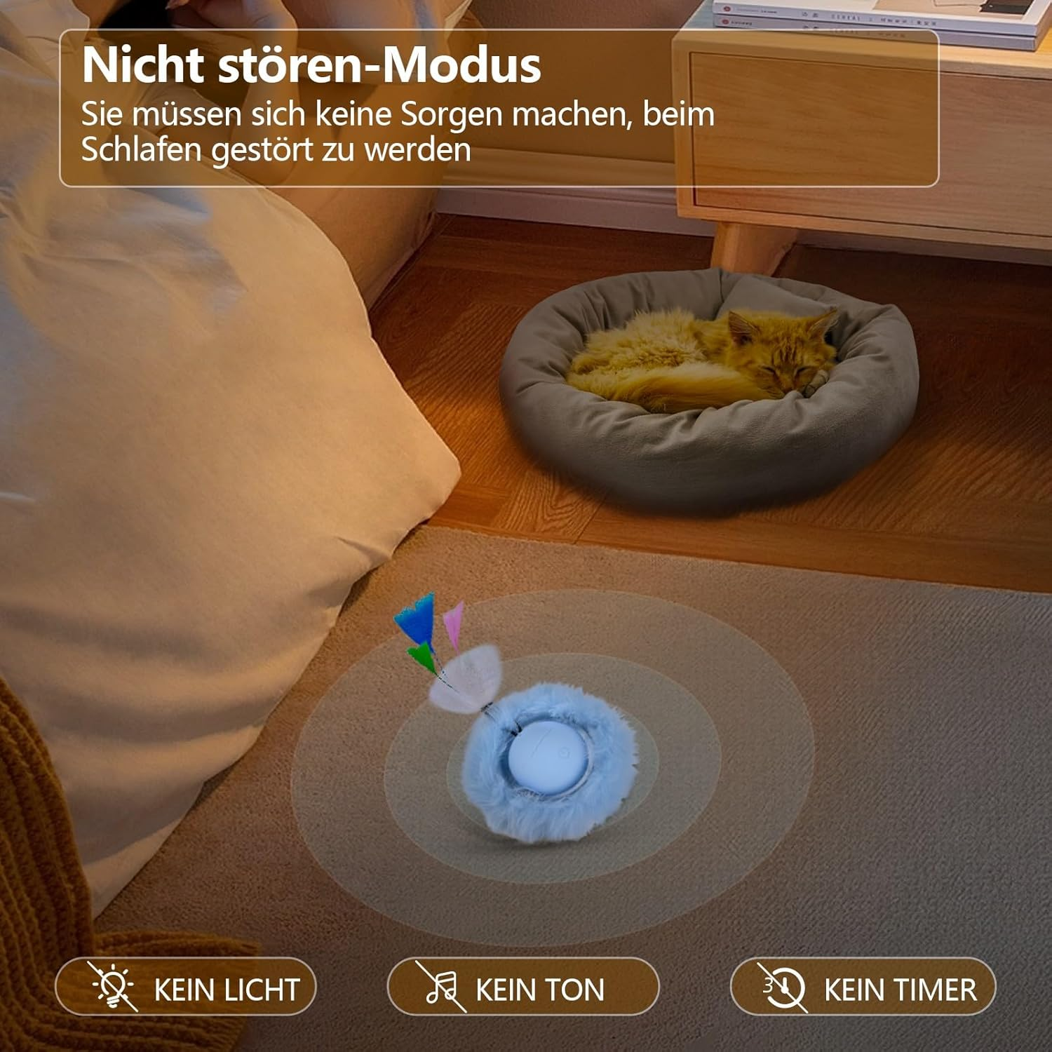 Goldensun Cat Toy Ball, Motion Chirping Activated Movable Ball, Mat Mouse Catching Game Blue, 5-Hole Hide and Seek Game for Cats Indoor - Purple image number 7