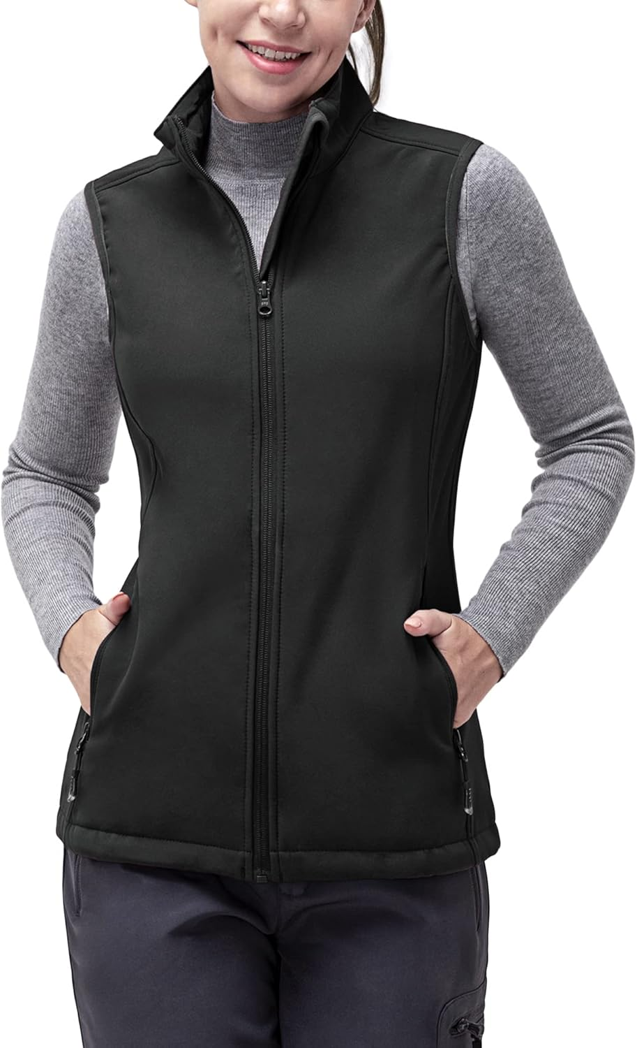 33,000Ft Women'S Running Vest Fleece Lined Zip up Windproof Lightweight Softshell Vests Outerwear for Golf Hiking Sports