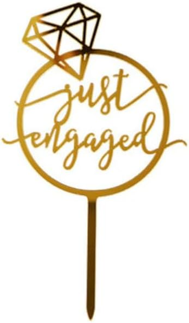 Engagement Cake Topper Just Engaged Party Decorations Gold