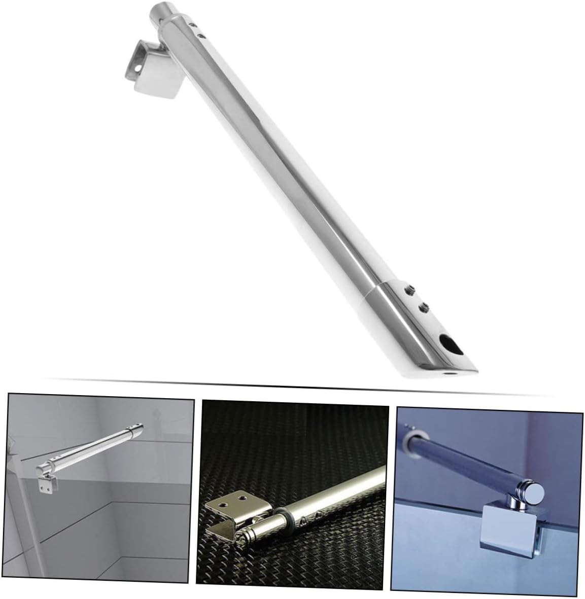 Homoyoyo 304 Stainless Steel Shower Glass Support Rod 358Mm Double-Headed Bracket for Frameless Shower Doors Waterproof Wall to Glass Hardware 19X300X500Mm Size image number 3