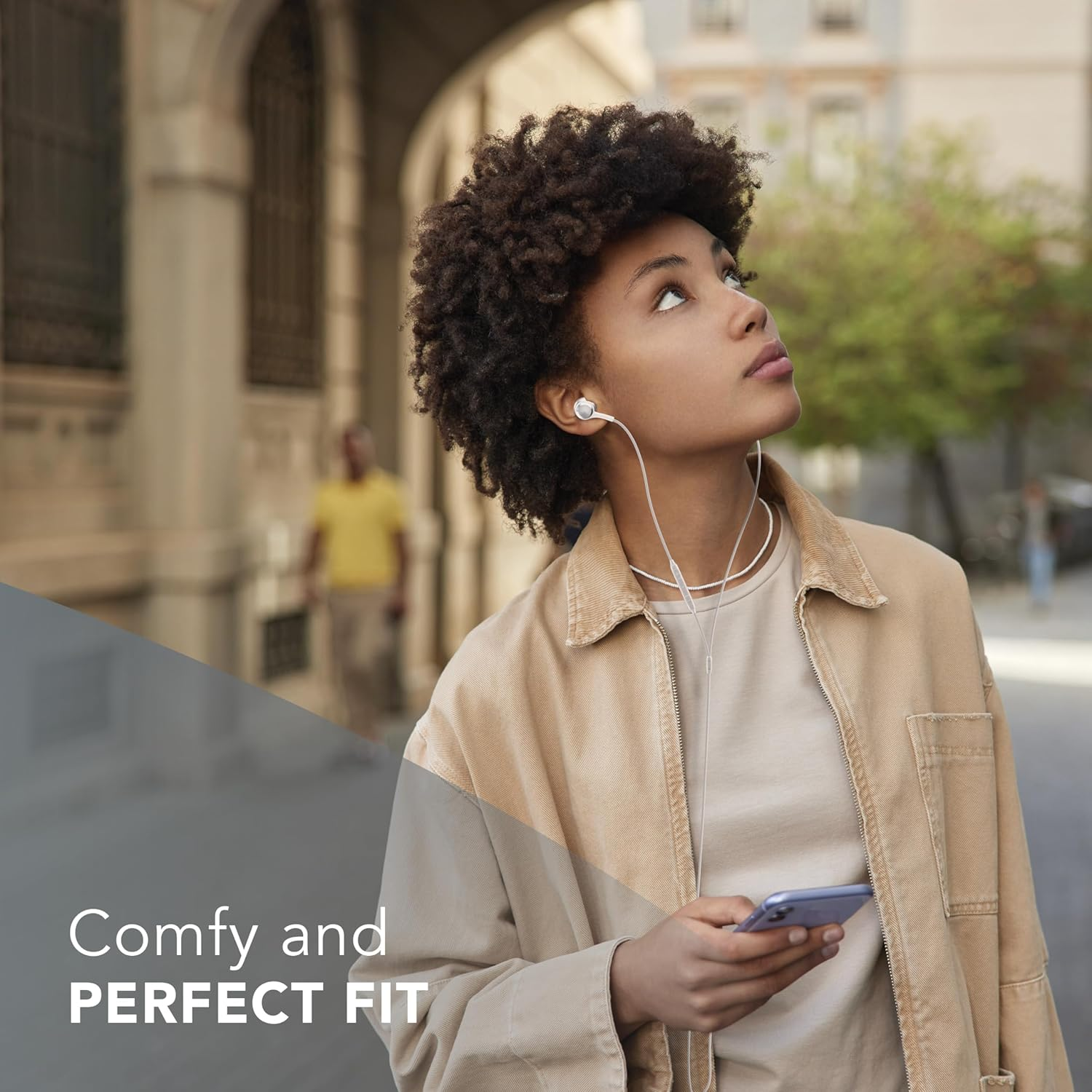 Music Sound - In-Ear Headphones - Wired Headphones with Microphone - USB-C Compatibility - Metallic Details - White image number 1