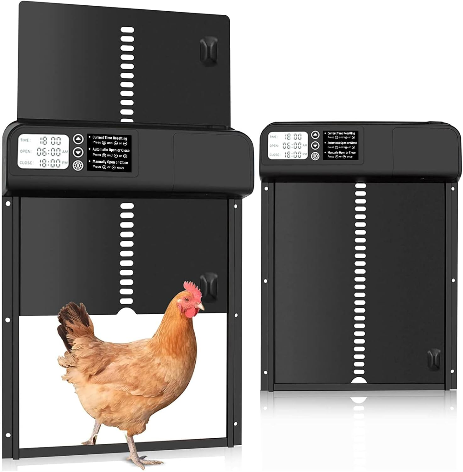 Automatic Chicken Coop Door, Chicken Coop Door Opener with Timer Control, Battery Powered Automatic Chicken Door, Full Aluminum with LCD Screen Water Proof image number 4