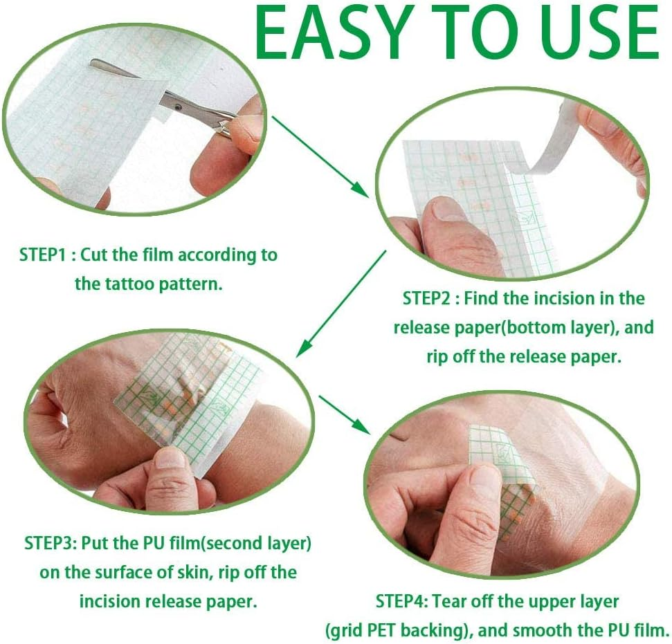 2 Rolls Tattoo Aftercare Bandage Roll Waterproof Transparent Film Second Skin Bandage for Tattoo Initial Healing and Skin Repair Adhesive Tattoo Supply Wrap (25Cm*2M Roll) image number 6