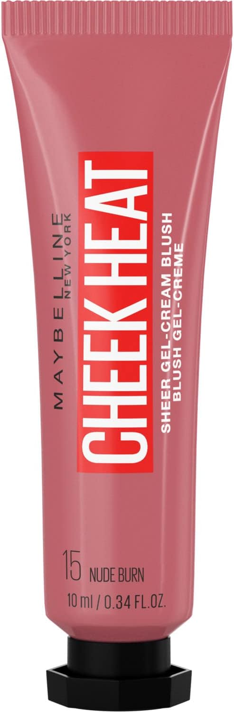 MAYBELLINE Cheek Heat Blush, Blush, Gel Formula, Water-Based Colour Pigments, Glossy Finish, 15 Nude Burn, 10 Ml (Pack of 1)