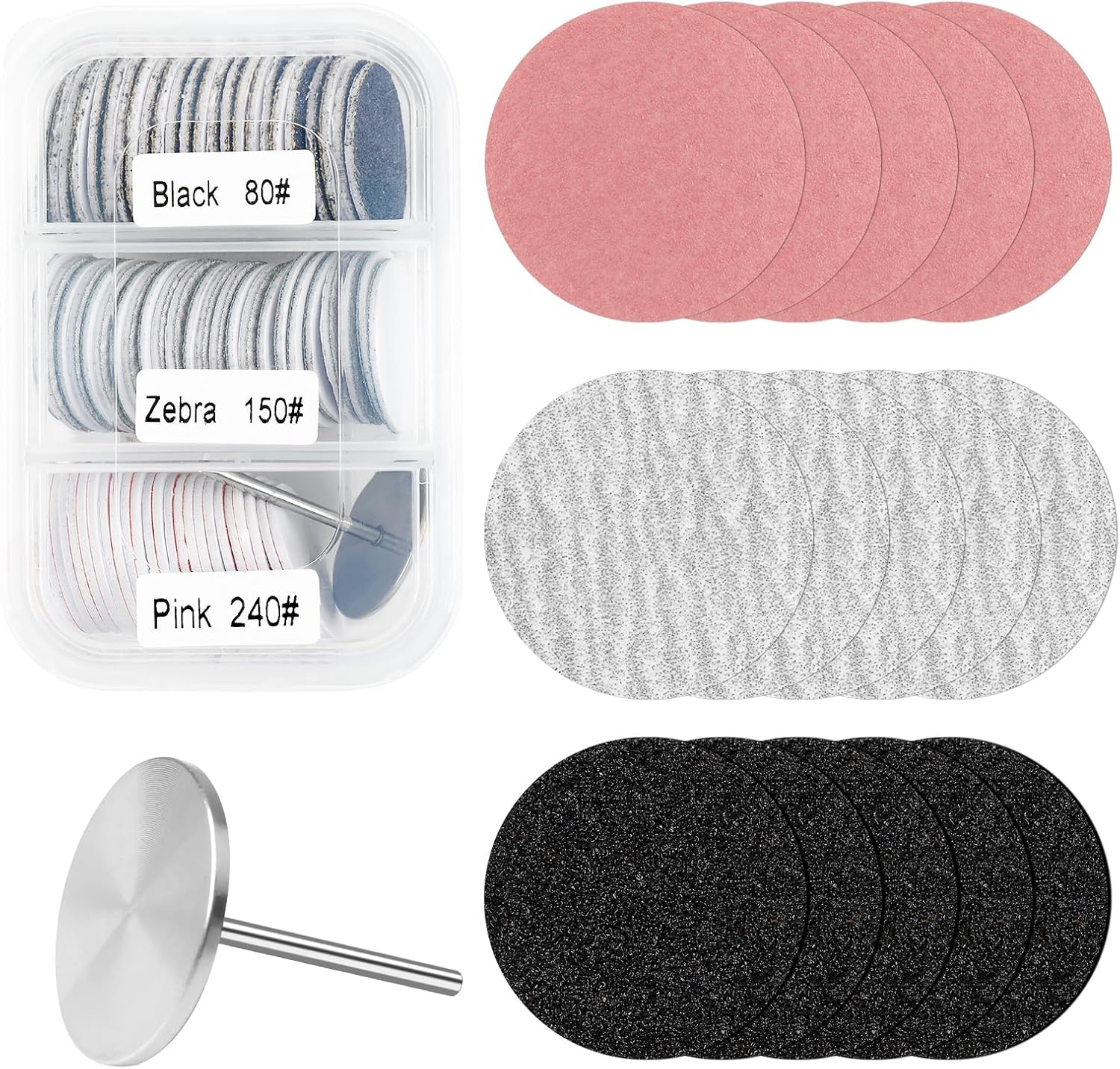 72Pcs Sanding Paper Discs and 25Mm Metal Nail Drill Bit Replacement Sandpaper Disk, Foot File for Dead Skin Foot Callus Remover for Manicure Pedicure Supplies Tools(80#150#240# Grits) image number 1