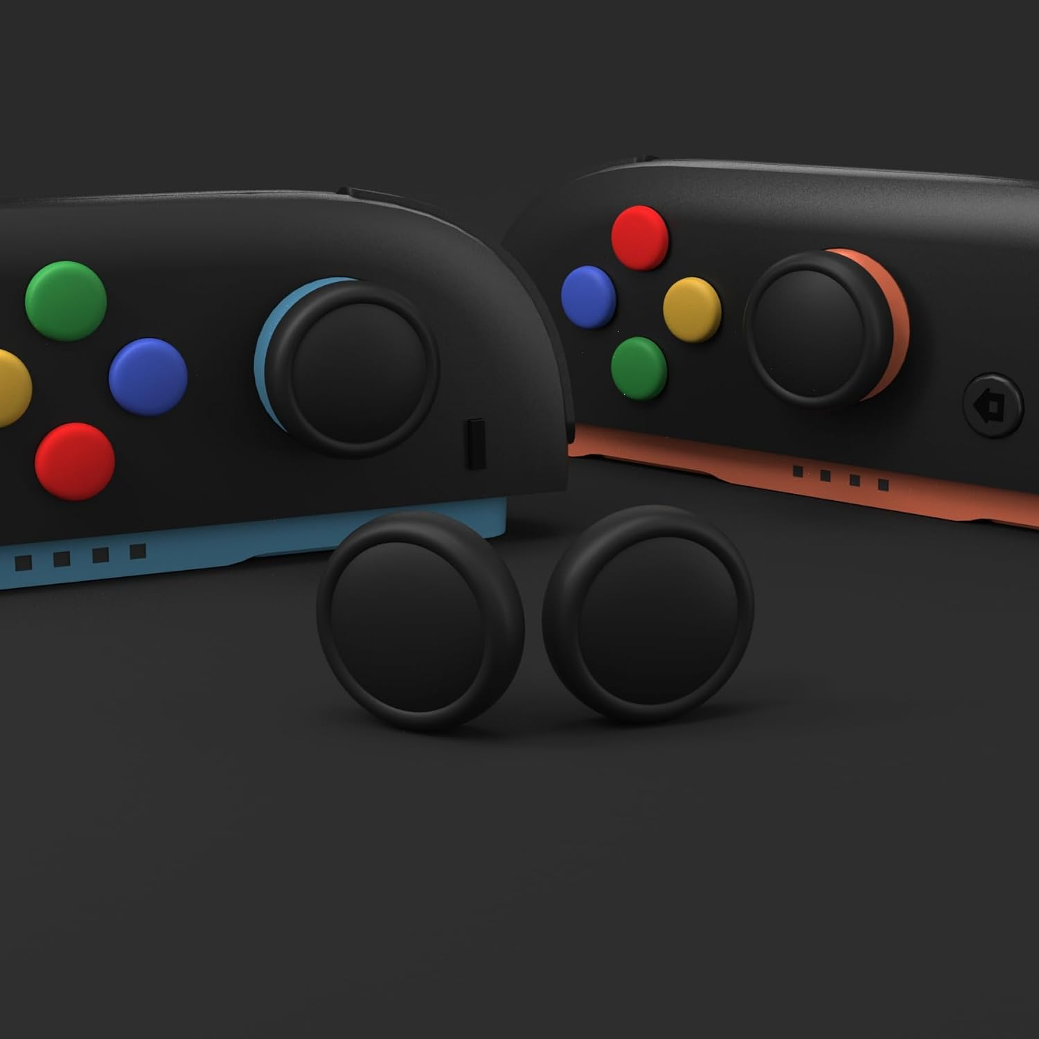 Playvital Silicone Button Covers and Thumb Grip Set for Nintendo Switch 2, 4 Pcs Colorful ABXY Directional Button Caps & 2 Joystick Caps for Joycon 2 - Black image number 4