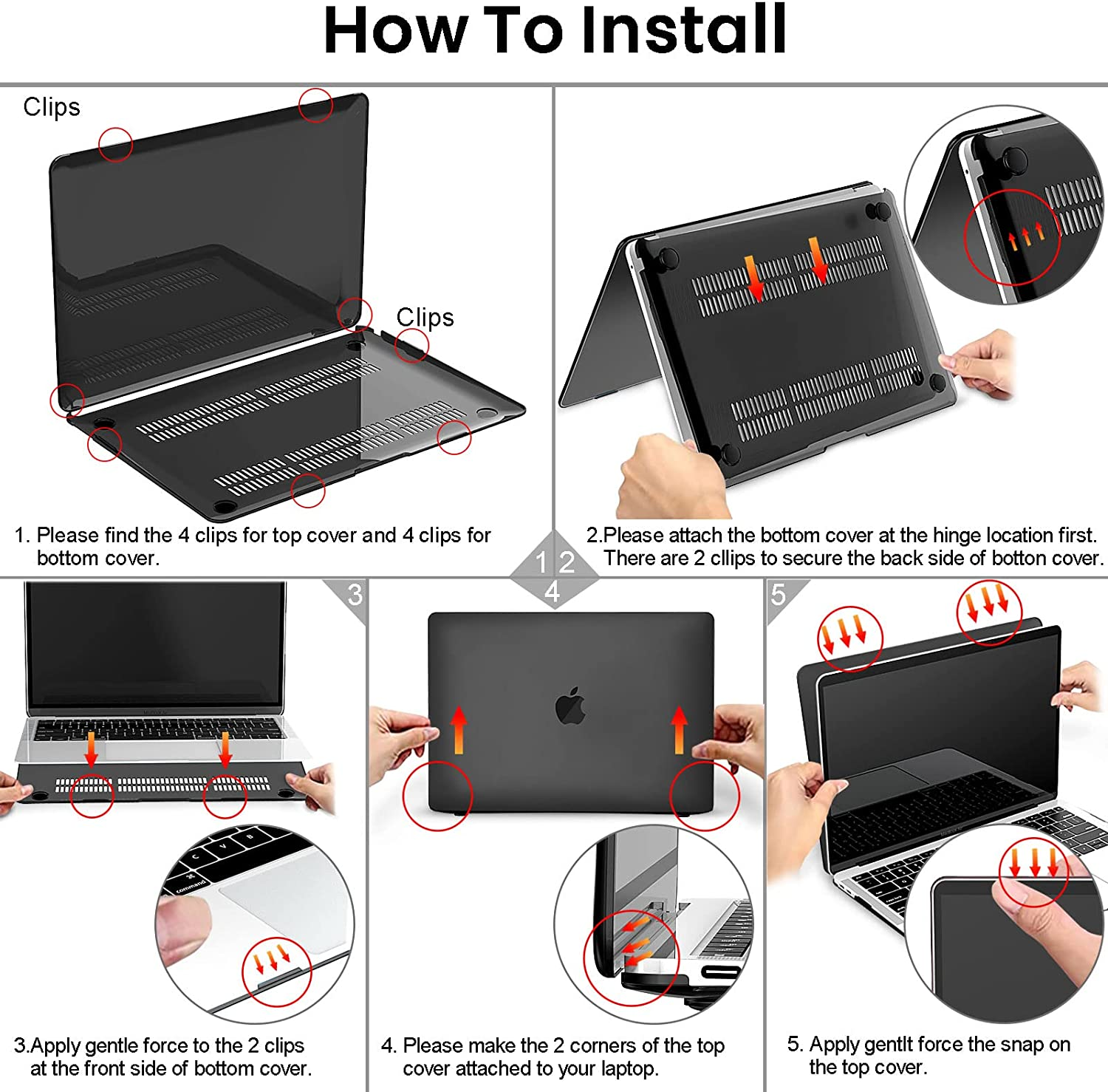 Gahwa Case Compatible with Macbook New Air 13 Inch 2020/2019/2018 (Model: A1932/A2179/A2337), Ultra Thin Protective Plastic Hard Case, Easy to Wipe, Smooth Case Cover - Black image number 2