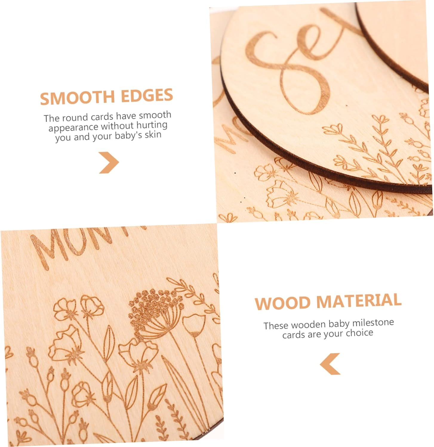 14Pcs Wooden Baby Milestone Cards Monthly Growth Photo Prop Signs for Infants Newborns Birth Announcement Set image number 4