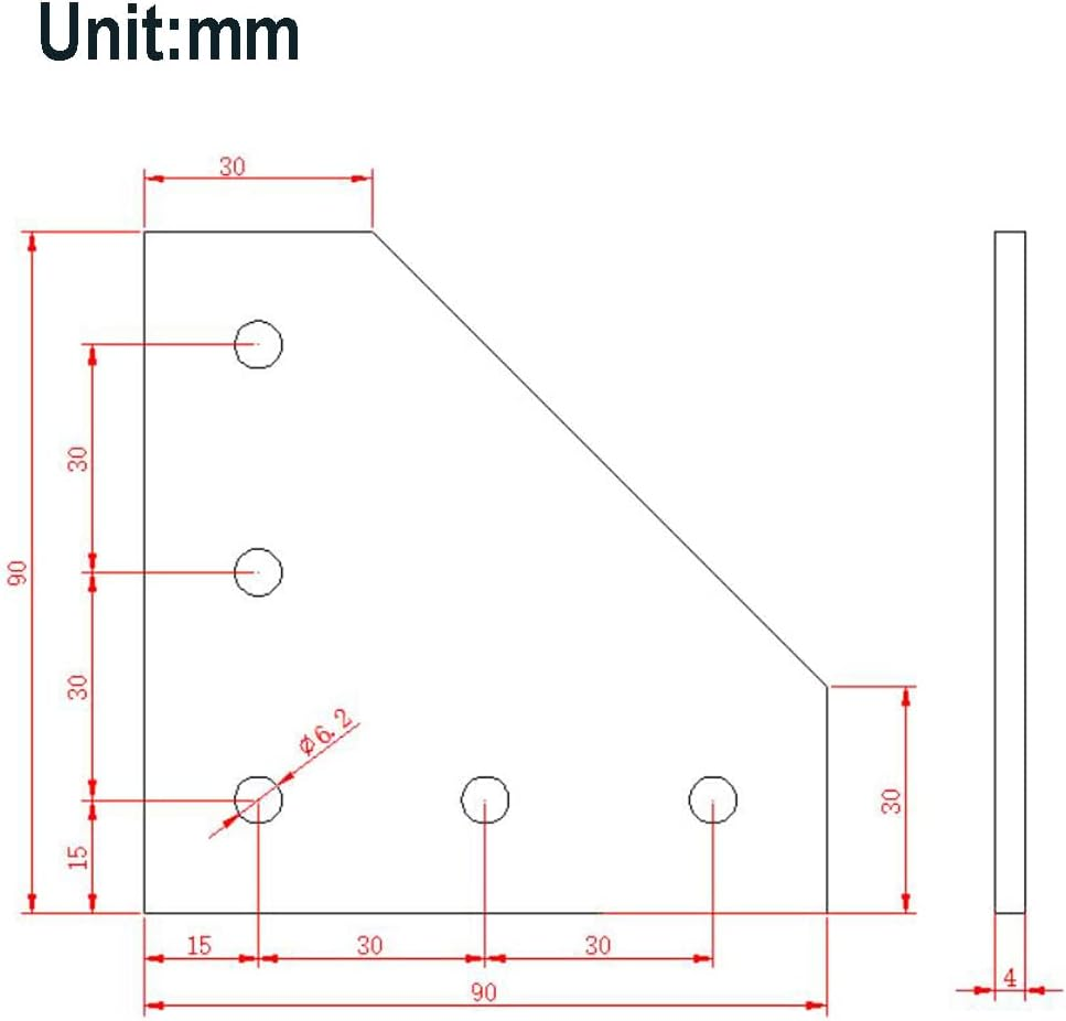 Zeberoxyz 8Pcs/Kit Silver L Shape Corner Bracket Plate with Screws and T-Nuts, 5-Hole 90 Degree Joint Board Plate for 3030 Series Aluminum Profile 3D Printer Frame (3030 Series Silver-L with Nut) image number 4