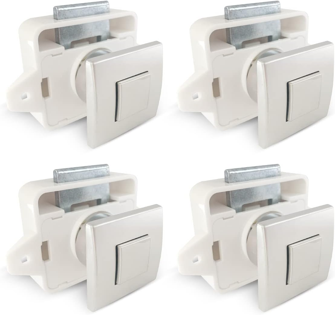 Dream Lighting Cabinet Door Catch Lock Drawer Closet Push Press Switch Caravan Motorhome Camper RV Marine Boat Latch Cupboard Knob Keyless Pack of 4 image number 4