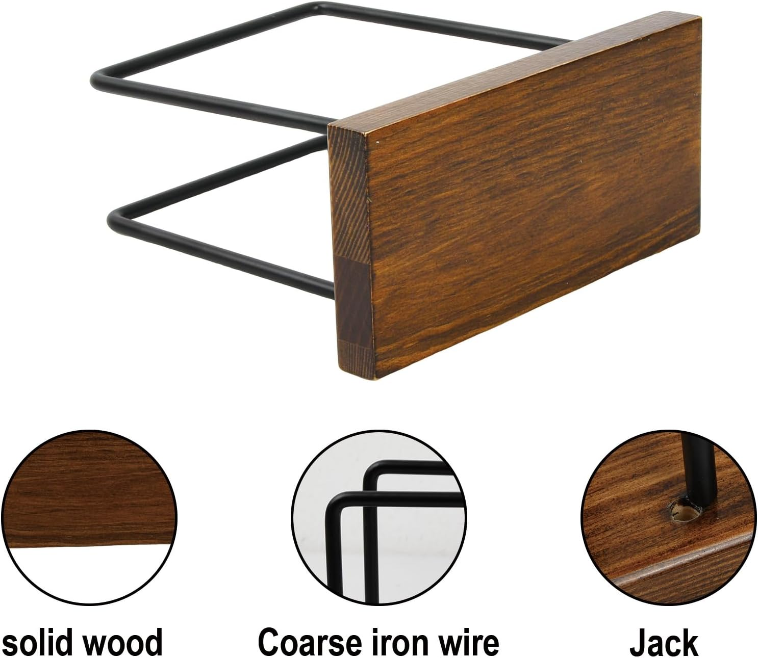 Napkin Holder, Metal and Wooden, Modern Style, Black image number 2