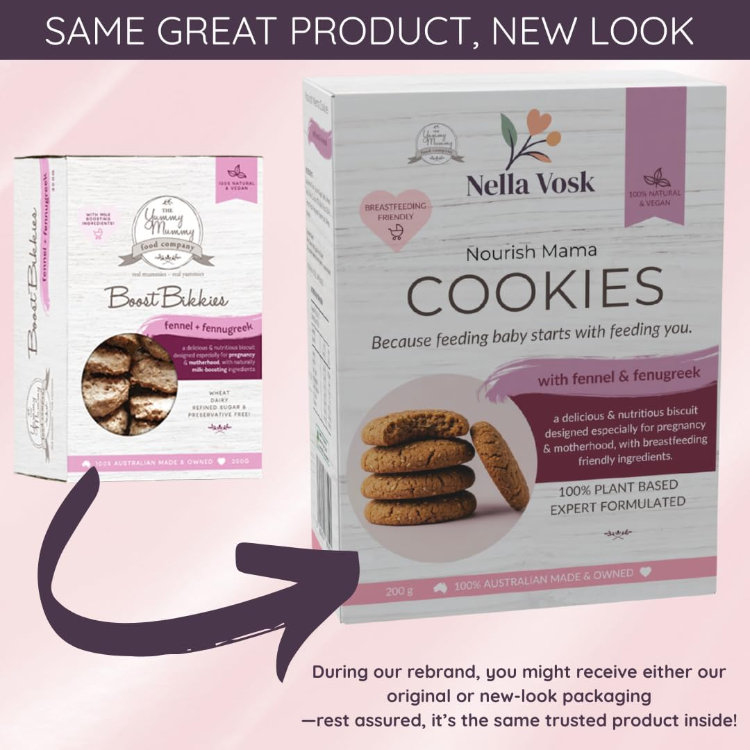 Nella Vosk Lactation Cookies &ndash; Vegan Breastfeeding Snacks for Lactation Support &ndash; Nourishing Biscuits for Breastfeeding Mums &ndash; Thoughtfully Crafted for Sensitive Tummies and Modern Family Wellness (Fennel & Fenugreek) image number 1