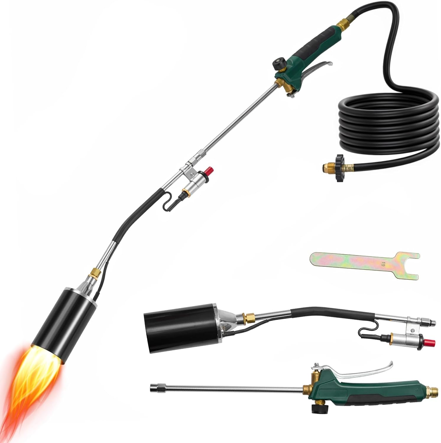 Soiiw Propane Torch Weed Burner Kit,Weed Torch 1,200,000 BTU Blow Torch, Flamethrower with Turbo Trigger and 10 FT Hose for Flame Weeding,Roofing, Melting Ice Snow image number 6