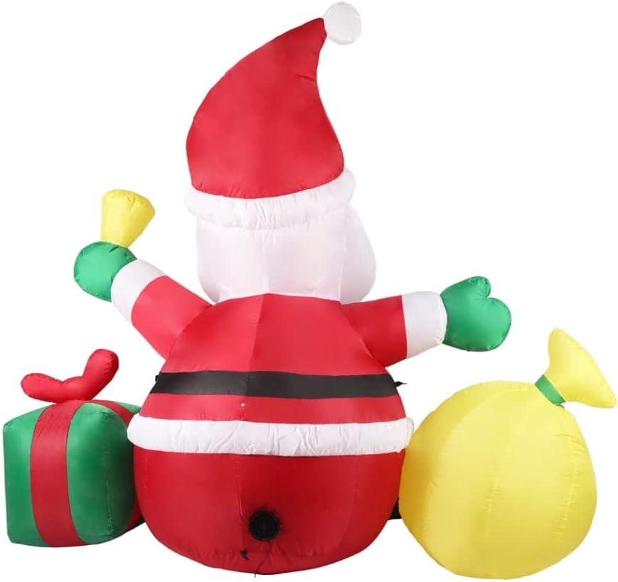 Santaco Christmas Santa Inflatables Santa Claus,Smiling Santa with Present Box,1.8M Tall Blow up Yard Decorations with LED Lights,Fast Self-Inflating, for Outdoor Party Yard Garden Lawn Decoration image number 1