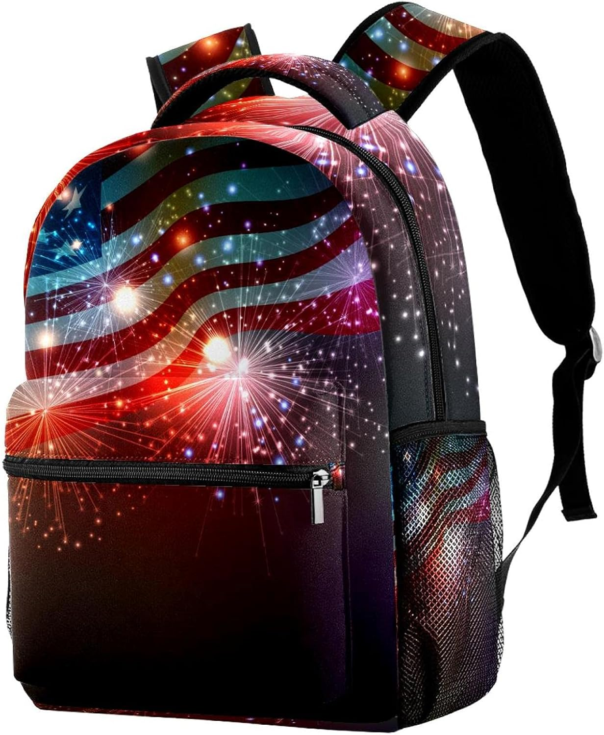 Fireworks Background for Th of July Independense Day Backpack Students Shoulder Bags Travel Bag College School Tote Backpacks image number 4